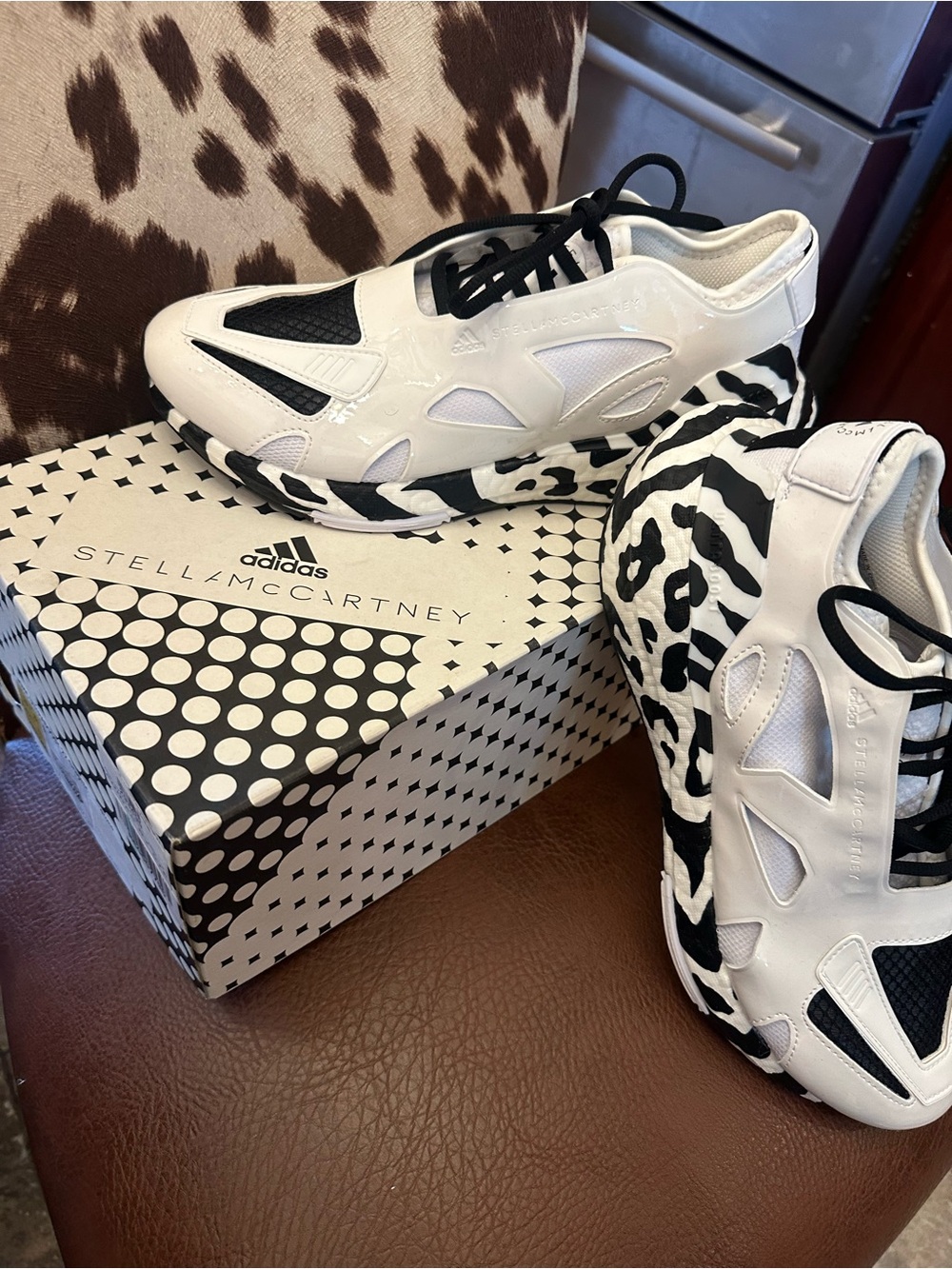 Adidas White and Black Zebra-Print Stella McCartney Sneakers
